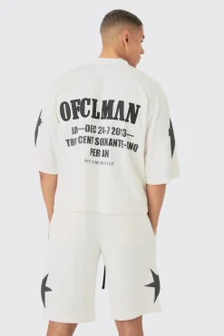 boohooMAN Oversized Boxy Half Sleeve Moto Applique T-shirt & Short Set | UK| Sets & Co-Ords|Tracksuits