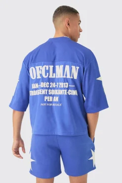 boohooMAN Oversized Boxy Half Sleeve Applique Moto T-shirt & Short Set | UK| Sets & Co-Ords|Tracksuits