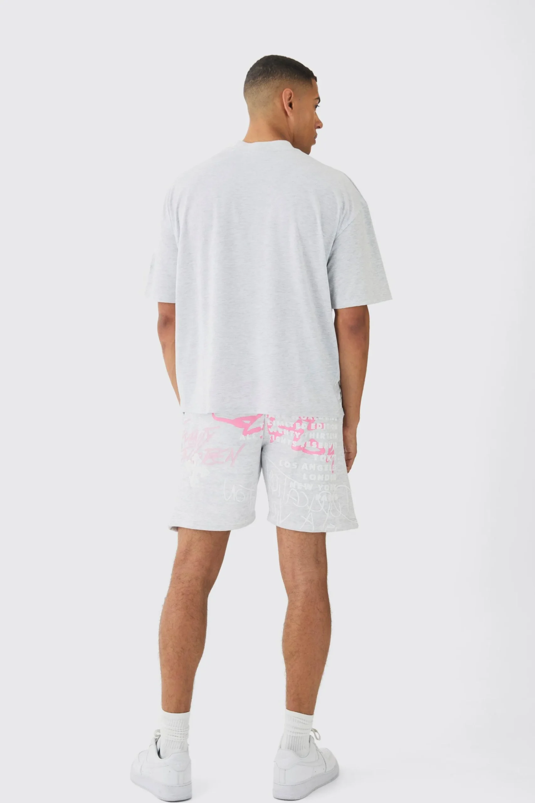 boohooMAN Oversized Boxy Half Sleeve Cross Applique T-shirt & Short Set | UK| Sets & Co-Ords|Tracksuits