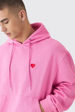 boohooMAN Oversized Boxy Heart Embroidered Hoodie | UK| Hoodies & Sweatshirts