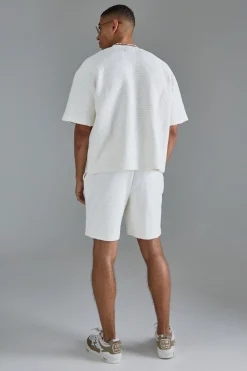 boohooMAN Oversized Boxy Heavy Boucle Short Sleeve Sweatshirt | UK| Hoodies & Sweatshirts