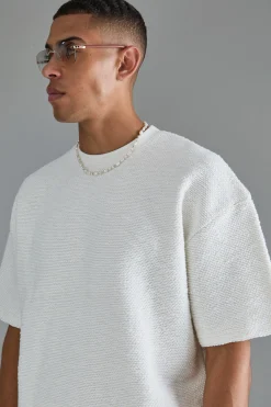 boohooMAN Oversized Boxy Heavy Boucle Short Sleeve Sweatshirt | UK| Hoodies & Sweatshirts