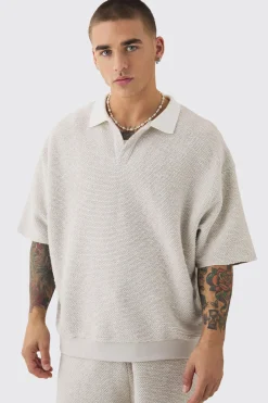 boohooMAN Oversized Boxy Heavy Boucle Short Sleeve Rugby Sweat | UK| Hoodies & Sweatshirts