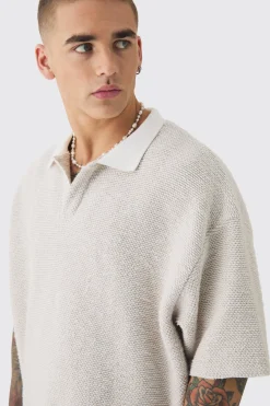 boohooMAN Oversized Boxy Heavy Boucle Short Sleeve Rugby Sweat | UK| Hoodies & Sweatshirts