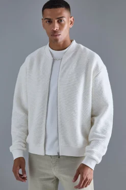 boohooMAN Oversized Boxy Heavy Boucle Bomber Jacket | UK| Coats & Jackets|Hoodies & Sweatshirts
