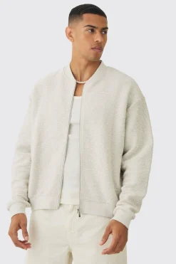 boohooMAN Oversized Boxy Heavy Boucle Bomber Jacket | UK| Coats & Jackets