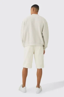 boohooMAN Oversized Boxy Heavy Boucle Bomber Jacket | UK| Coats & Jackets