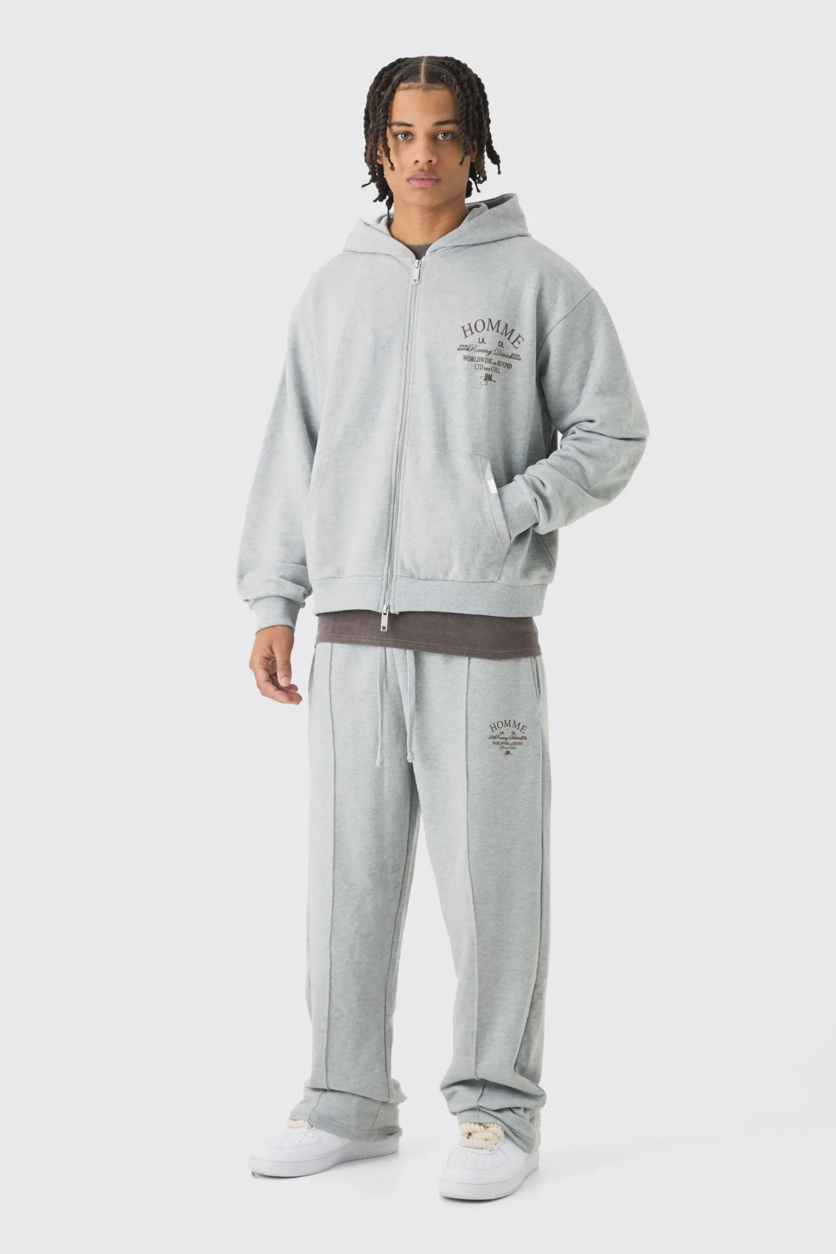 boohooMAN Oversized Boxy Heavy Hooded Zip Through Tracksuit | UK| Tracksuits