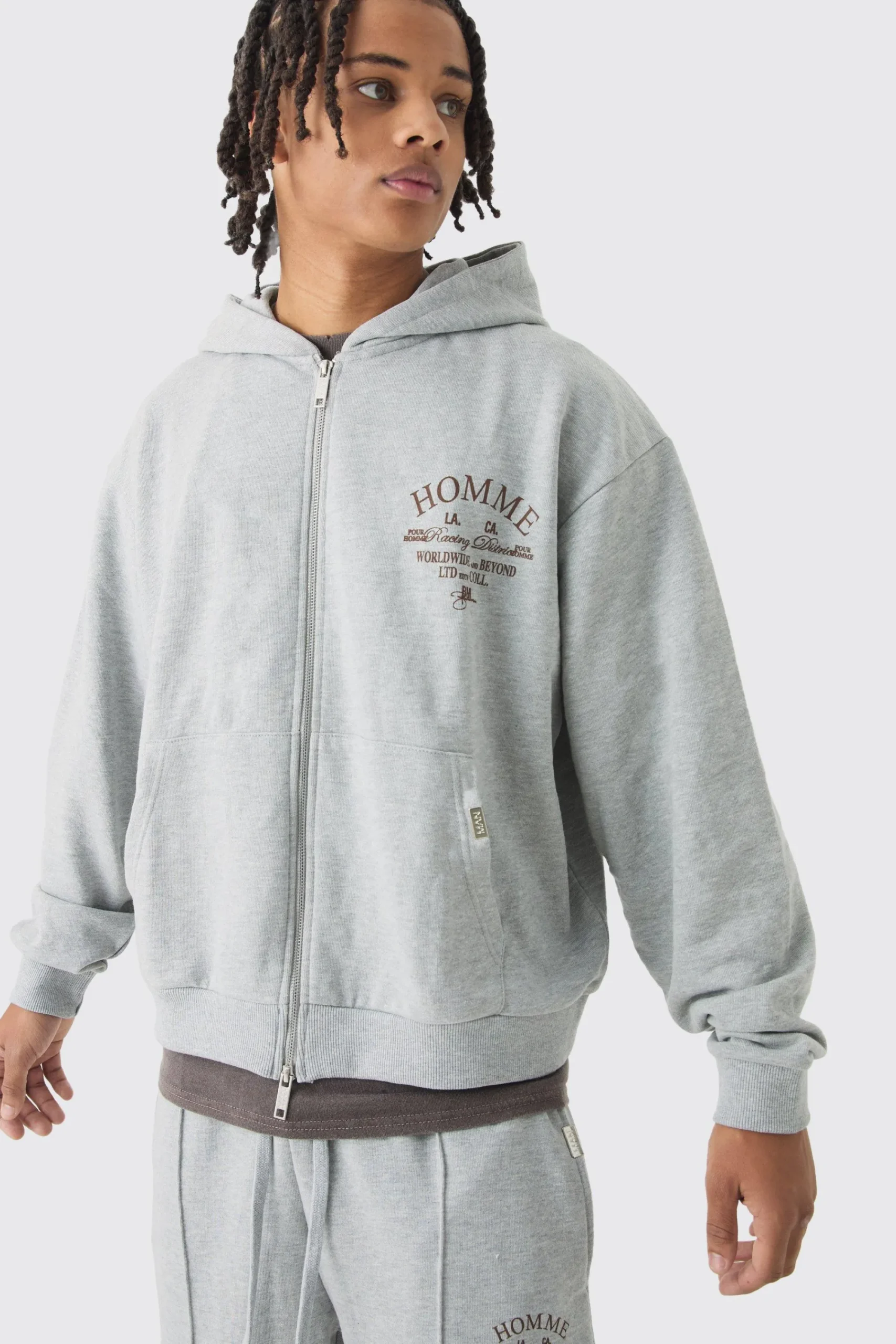 boohooMAN Oversized Boxy Heavy Hooded Zip Through Tracksuit | UK| Tracksuits