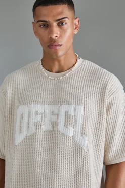 boohooMAN Oversized Boxy Heavy Jumbo Waffle Applique Sweatshirt | UK| Hoodies & Sweatshirts