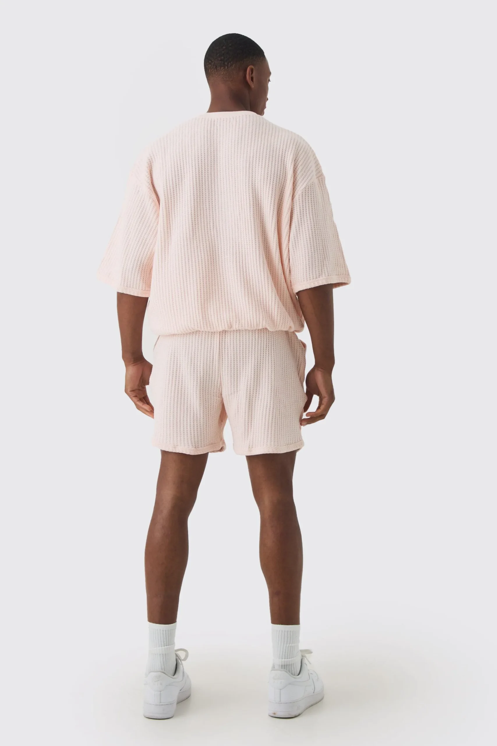 boohooMAN Oversized Boxy Heavy Jumbo Waffle Sweatshirt & Short Set | UK| Sets & Co-Ords|Tracksuits