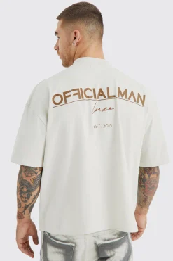 Oversized Boxy Heavyweight Luxe Embroidered T-shirt | UK^boohooMAN Outlet