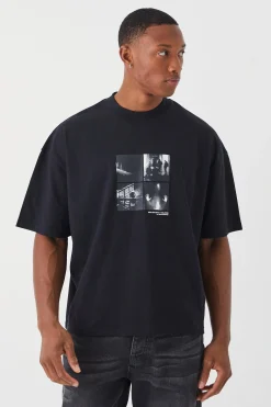 Oversized Boxy Heavyweight Puff Print T-shirt | UK^boohooMAN Sale