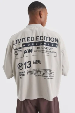 Oversized Boxy Heavyweight Peached Embroidered T-shirt | UK^boohooMAN Hot