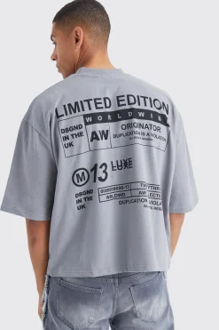 Oversized Boxy Heavyweight Peached Embroidered T-shirt | UK^boohooMAN Discount