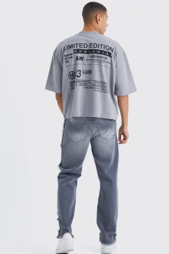 Oversized Boxy Heavyweight Peached Embroidered T-shirt | UK^boohooMAN Discount