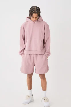 boohooMAN Oversized Boxy Heavyweight Ribbed Short Tracksuit | UK| Tracksuits