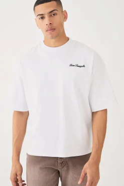Oversized Boxy Heavyweight Embroidered Puff Print T-shirt | UK^boohooMAN Sale