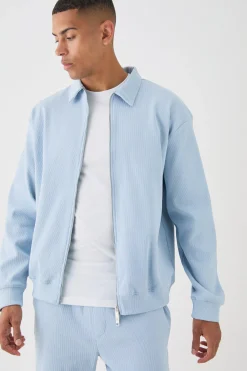 boohooMAN Oversized Boxy Heavyweight Ribbed Harrington Set | UK| Sets & Co-Ords|Tracksuits