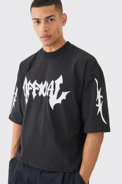 Oversized Boxy Heavyweight Official Printed T-shirt | UK^boohooMAN Best