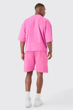 boohooMAN Oversized Boxy Heavyweight Official Applique T-shirt & Short Set | UK| Sets & Co-Ords|Tracksuits