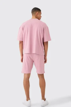boohooMAN Oversized Boxy Heavyweight Ribbed T-shirt & Shorts Set | UK| Sets & Co-Ords|Tracksuits