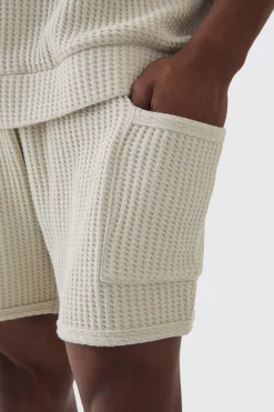 boohooMAN Oversized Boxy Heavyweight Jumbo Waffle Sweat & Short Set | UK| Sets & Co-Ords|Tracksuits