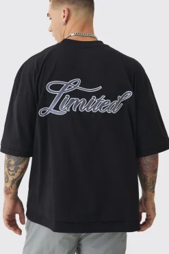 Oversized Boxy Heavyweight Embroidered Faux Layer T-shirt | UK^boohooMAN Hot