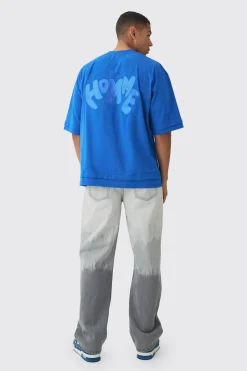 Oversized Boxy Heavyweight Embroidered Faux Layer T-shirt | UK^boohooMAN