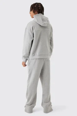 boohooMAN Oversized Boxy Heavyweight Embroidered Piping Hooded Tracksuit | UK| Tracksuits