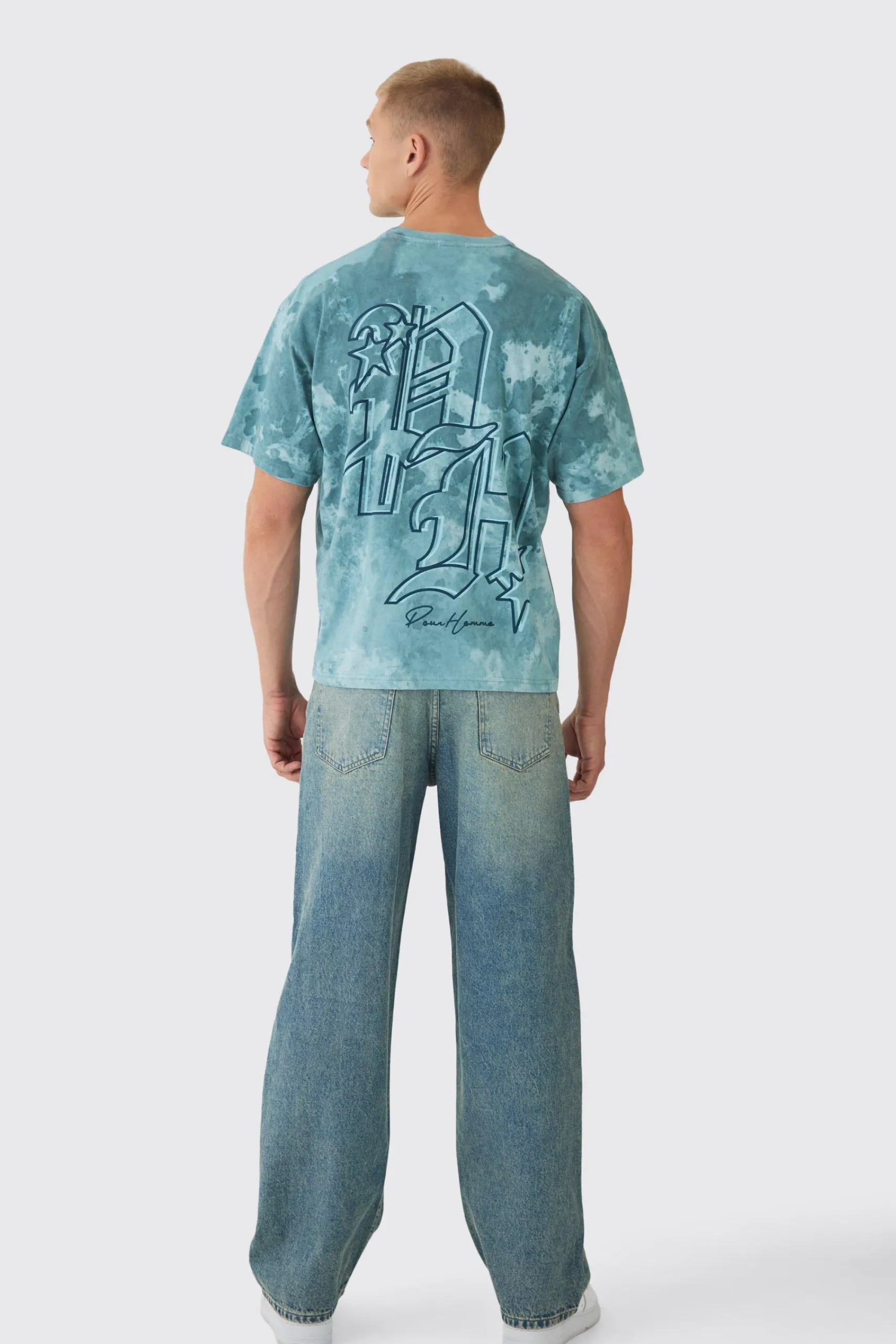 Oversized Boxy Heavyweight BH Print T-Shirt | UK^boohooMAN Hot