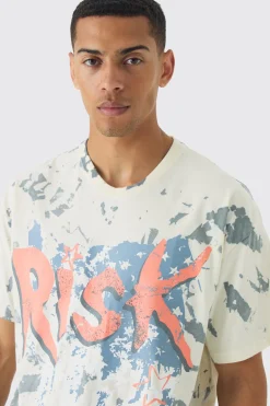 Oversized Boxy Heavyweight Risk Print T-Shirt | UK^boohooMAN Best