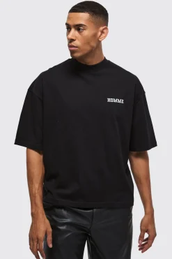 Oversized Boxy Heavyweight Varsity Embroidered T-Shirt | UK^boohooMAN