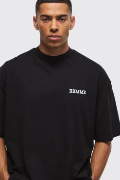 Oversized Boxy Heavyweight Varsity Embroidered T-Shirt | UK^boohooMAN