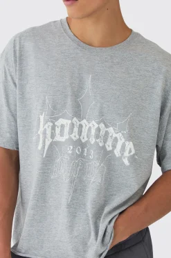 Oversized Boxy Homme Cross Print T-Shirt | UK^boohooMAN Sale