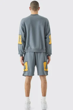 boohooMAN Oversized Boxy Homme Cut Out Sweatshirt & Shorts | UK| Tracksuits