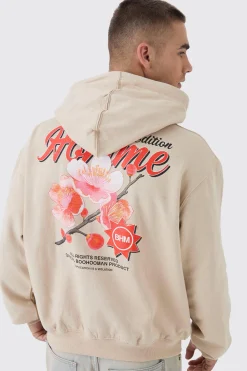 boohooMAN Oversized Boxy Homme Floral Back Print Hoodie | UK| Hoodies & Sweatshirts
