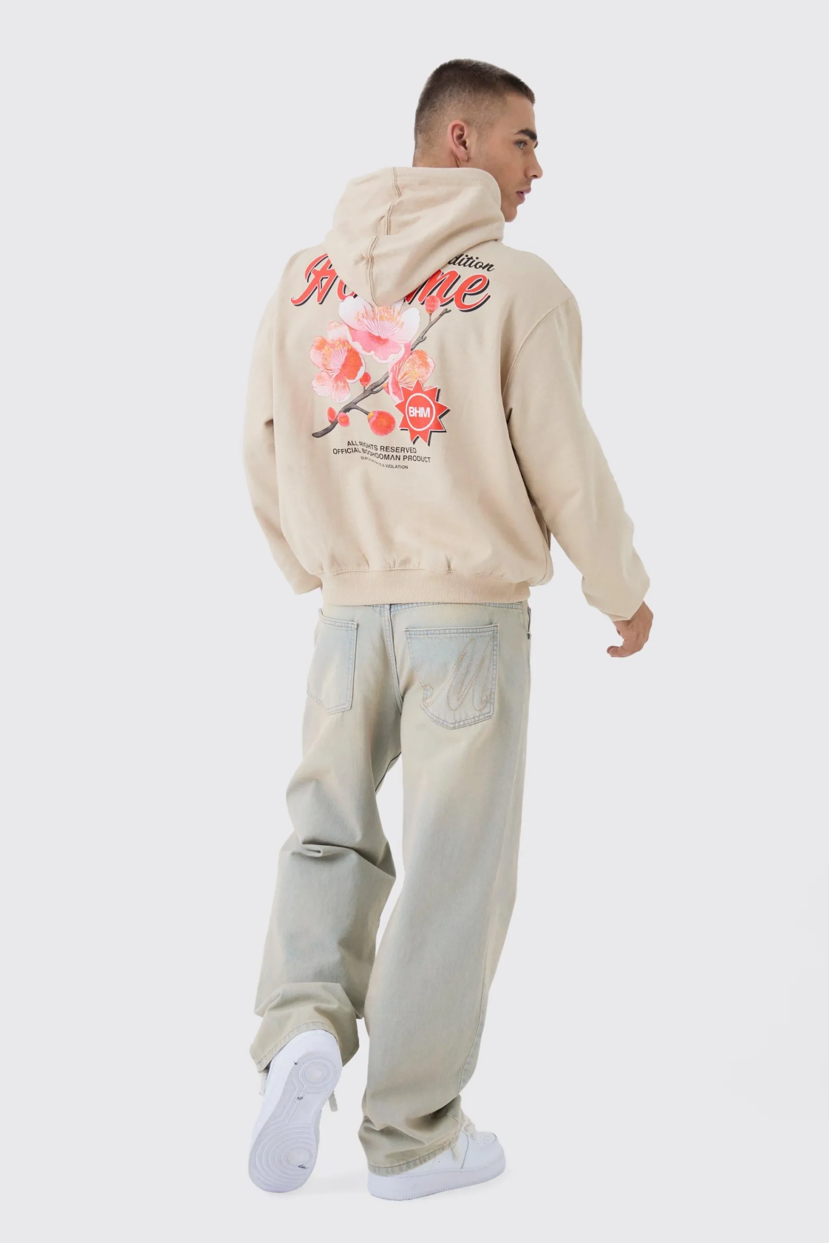 boohooMAN Oversized Boxy Homme Floral Back Print Hoodie | UK| Hoodies & Sweatshirts