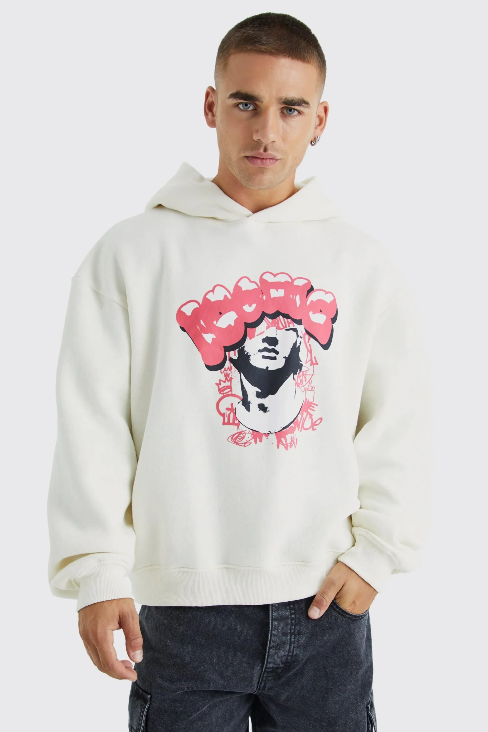 boohooMAN Oversized Boxy Homme Print Hoodie | UK| Hoodies & Sweatshirts