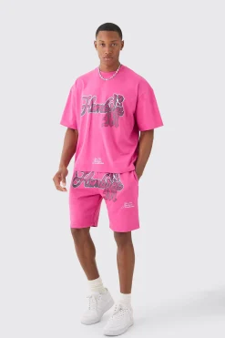 boohooMAN Oversized Boxy Homme Print T-shirt And Short Set | UK| Sets & Co-Ords|Tracksuits