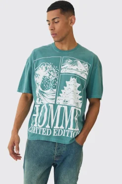 Oversized Boxy Homme Printed T-Shirt | UK^boohooMAN Best