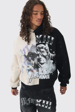 boohooMAN Oversized Boxy Homme Renaissance Spliced Print Hoodie | UK| Hoodies & Sweatshirts