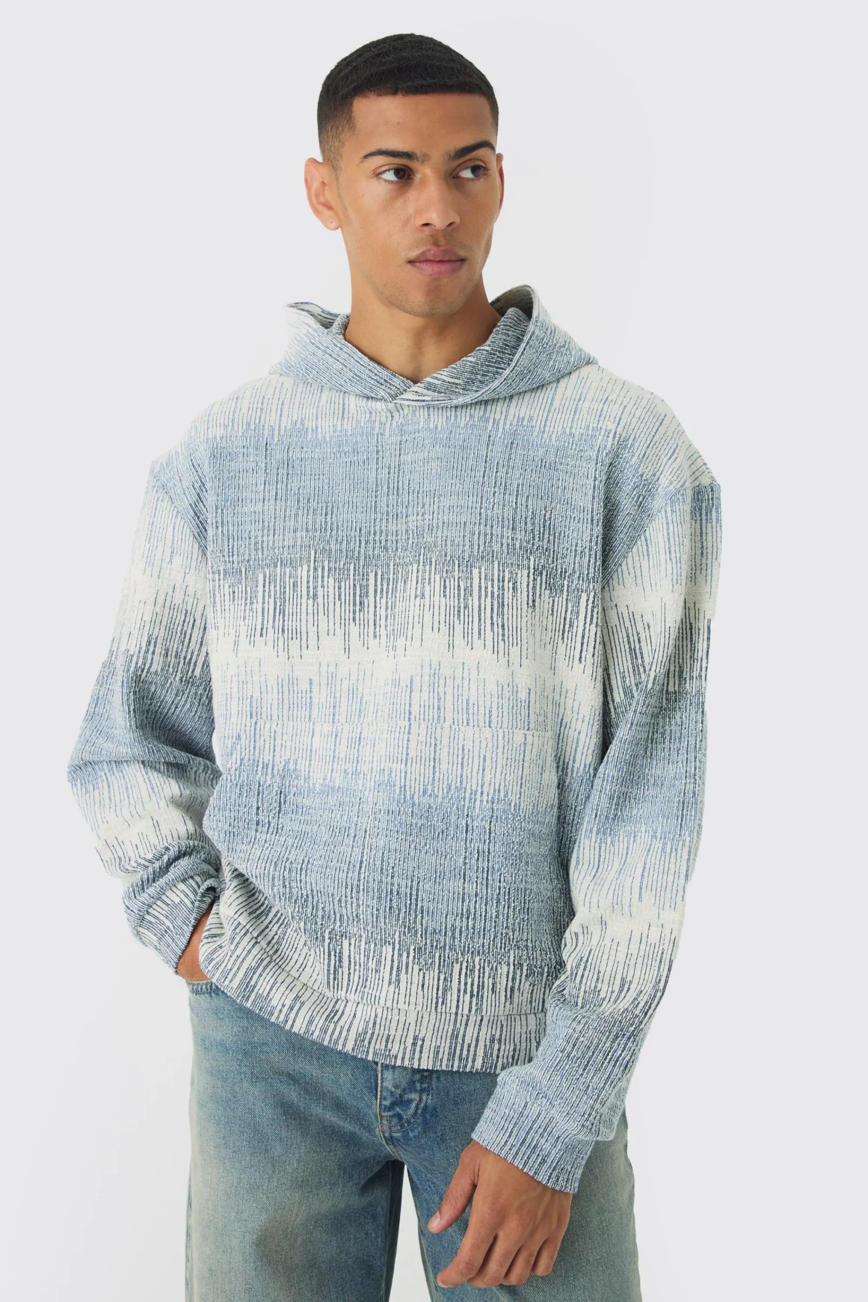 boohooMAN Oversized Boxy Jacquard Hoodie | UK| Hoodies & Sweatshirts