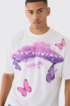 Oversized Boxy Large Butterfly Graphic T-shirt | UK^boohooMAN Online
