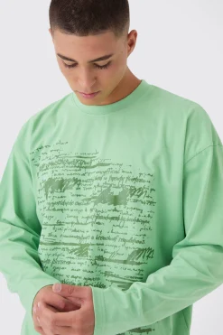 Oversized Boxy Large Scale Print Long Sleeve T-Shirt | UK^boohooMAN Best