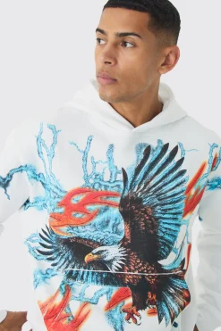 boohooMAN Oversized Boxy Large Scale Lightning Eagle Graphic Hoodie | UK| Hoodies & Sweatshirts