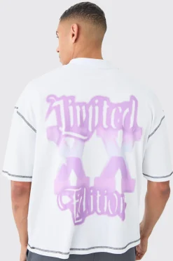 Oversized Boxy Limited Edition Print Contrast Stitch T-shirt | UK^boohooMAN Clearance