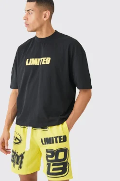 boohooMAN Oversized Boxy Limited T-shirt & Mesh Basketball Shorts Set | UK| Sets & Co-Ords|Tracksuits