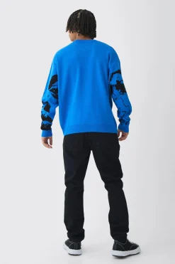 boohooMAN Oversized Boxy Line Face Knitted Jumper | UK| Knitwear