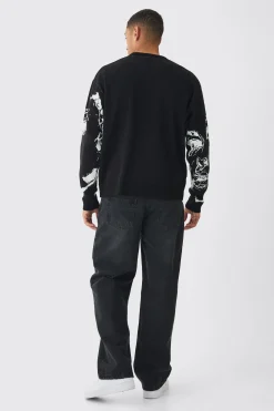 boohooMAN Oversized Boxy Line Face Knitted Jumper | UK| Knitwear